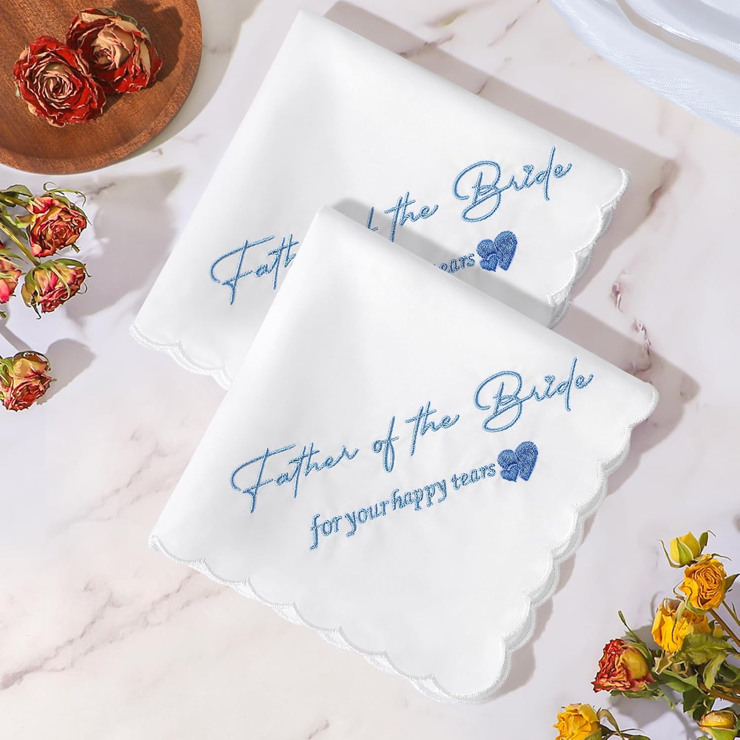 Mother of the Bride Handkerchiefs Happy Tear Wedding Handkerchiefs Something Blue Gifts On Wedding Day Keepsake Hankies - Image 3