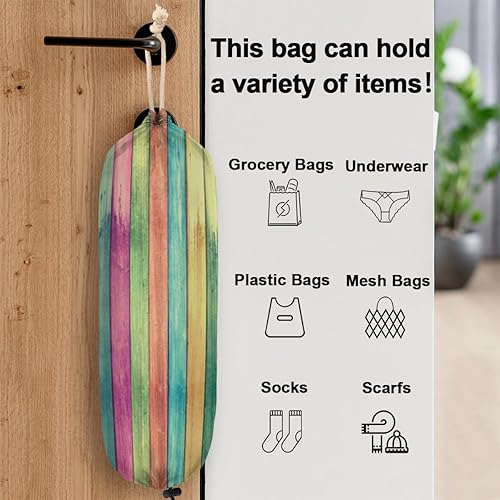 Miniatura 3 de Soporte para bolsa de plástico con rayas de arcoíris, soporte reutilizable para bolsa de comestibles, dispensador de bolsas de plástico colgantes