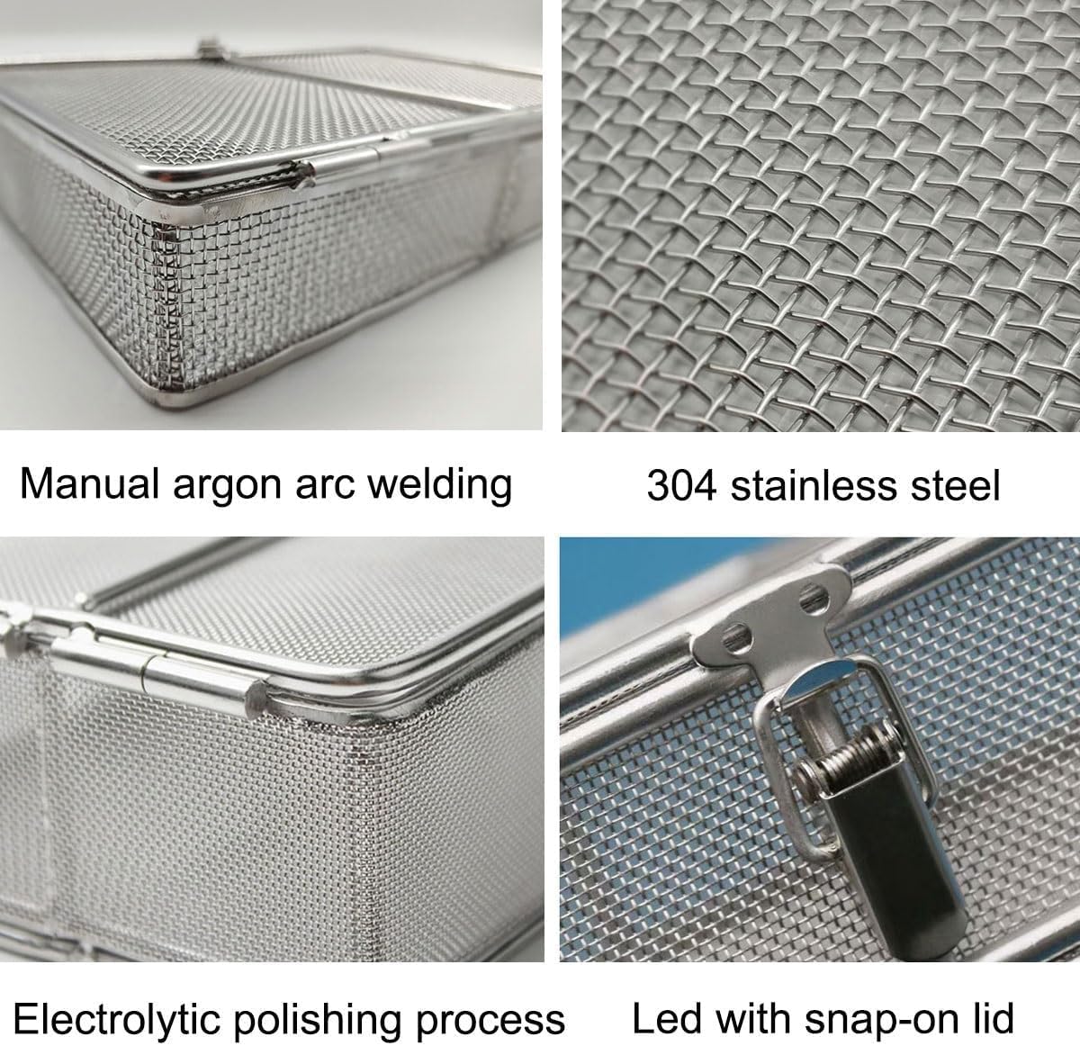 Edelstahl-Reinigungskorb mit Deckel – perforiertes Design für effiziente Instrumentensterilisation und Teilewaschen, ideal für Küche und Labor