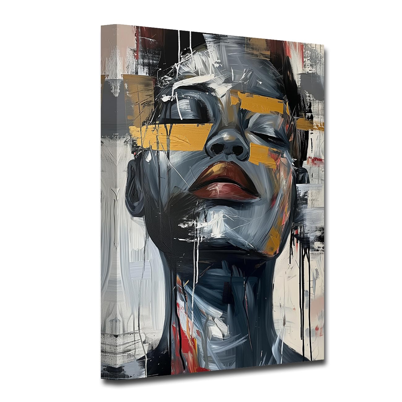 LMYSXAOZ Abstract Woman Canvas Wall Art Graffiti Girls Pictures Prints Black Decor Modern Artwork for Room Bedroom Home Framed (Woman-1, 20.00"x30.00")