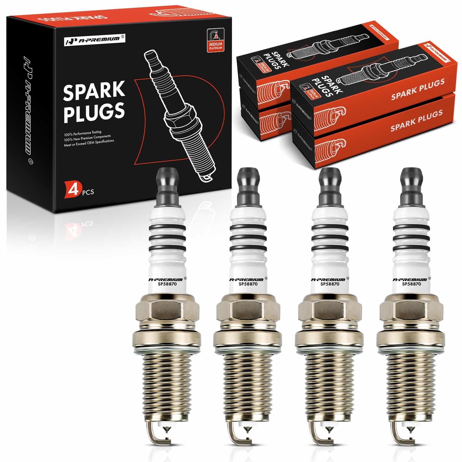 A-Premium Iridium & Platinum Spark Plugs Compatible with Jeep Compass/Patriot 2007-2011, Saturn Astra 2008-2009, 1.8L 2.0L 2.4L, Pack of 4-image-46