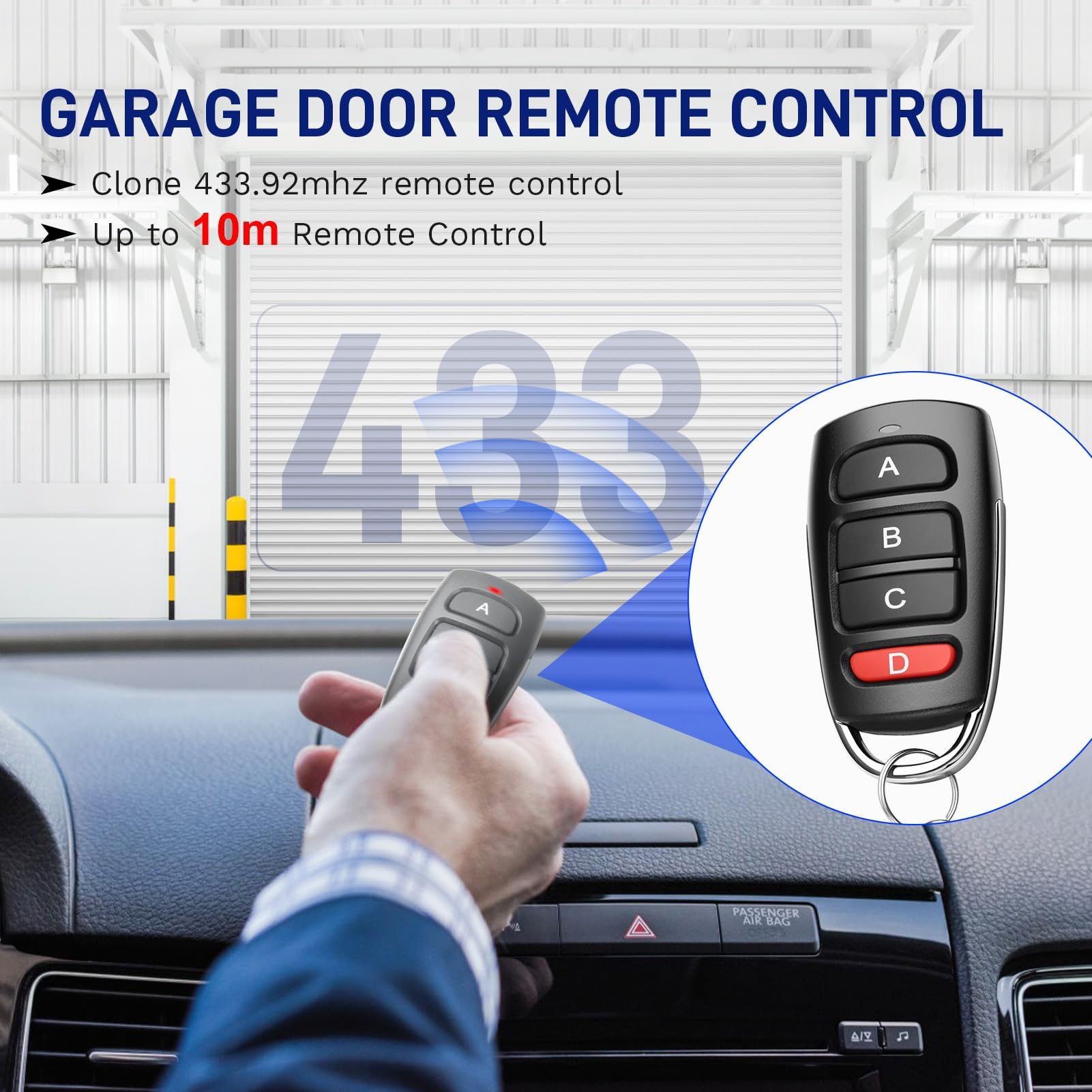 3 Stück Fernbedienung Garagentor 433 MHz Universal Garagentoröffner mit 4 Kanäle Klonen Handsender Garagentor Duplicator Garage Door Opener Kabellose Schlüsselbund Ersatz Fernschalter