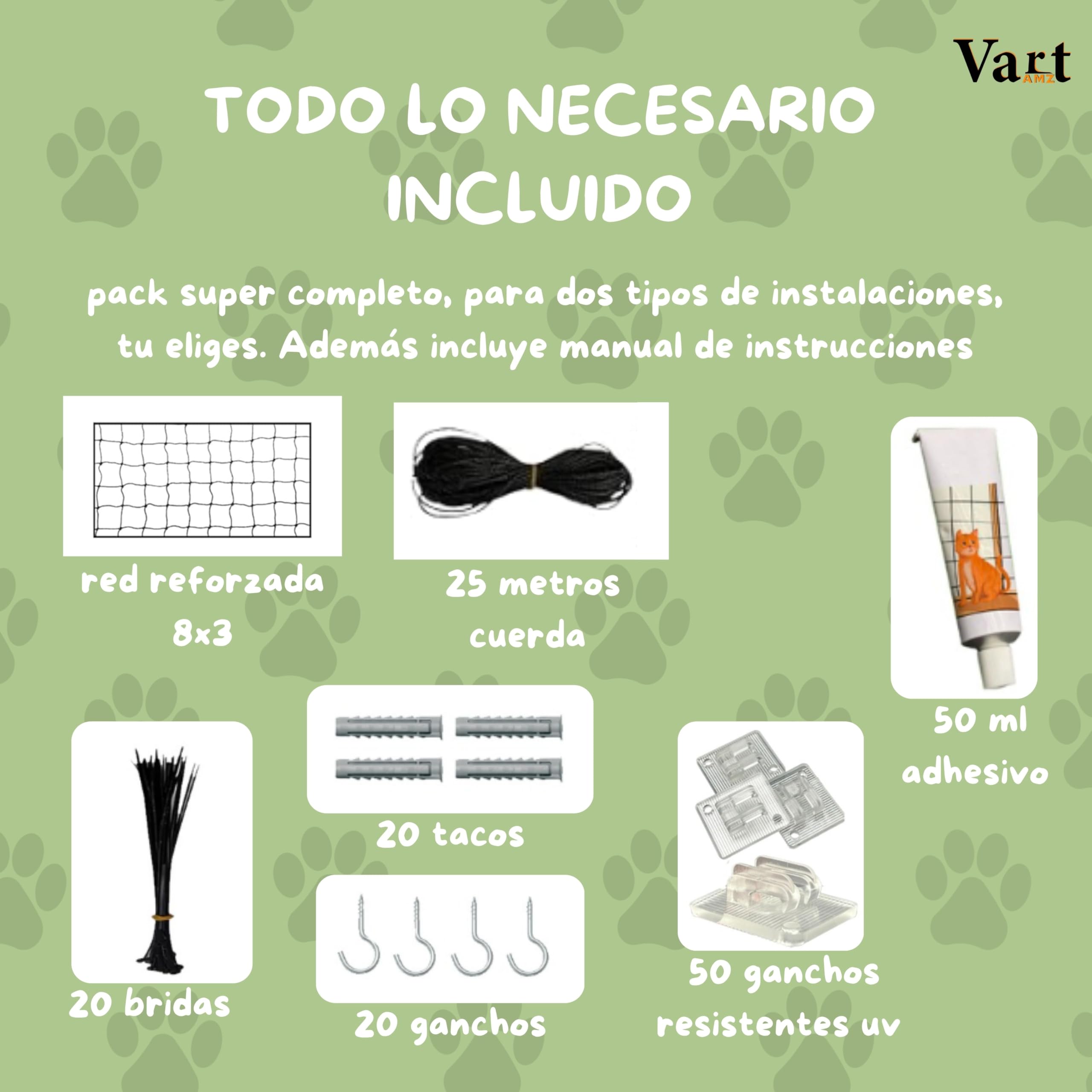 Red para Gatos Terraza y Balcón (8x3m) Reforzada con Alambre Trenzado – Malla Seguridad Negra Antimordiscos para Ventanas y Exterior, Kit Completo Instalación Sin Taladro o con Taladro