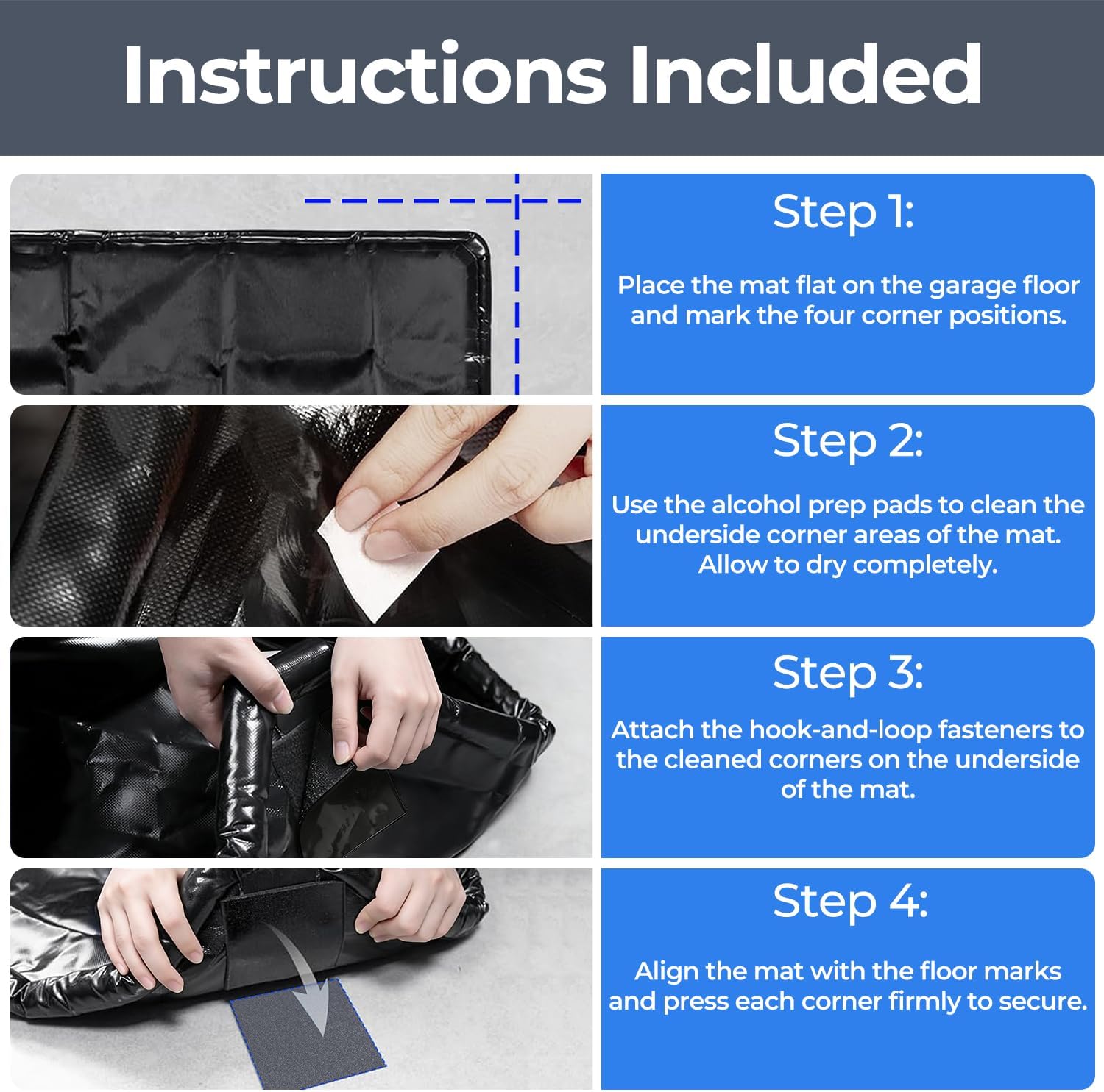 Golener Garage Mats for Floor Under Car, 7'9" x 16' Heavy Duty Waterproof Garage Floor Mats with Raised Edge, Non-Slip Garage Car Mat, Garage Containment Mat for Snow, Water, Mud & Oil Protection
