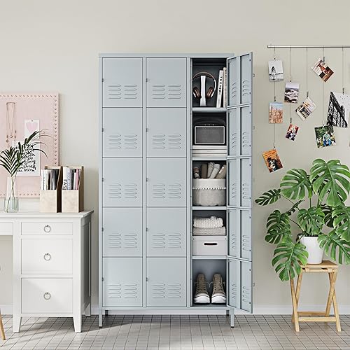 Miniatura 72 de Letaya Taquillas de metal para empleados: armario de almacenamiento de 9 puertas con estantes y gabinete de acero con cerradura para la escuela