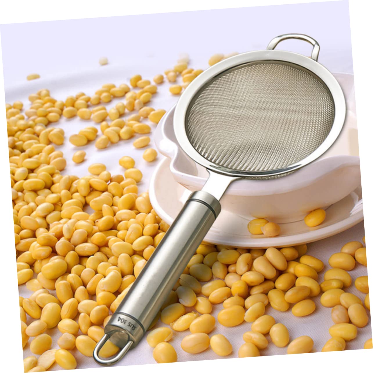 Cucharón de acero inoxidable Colador de pasta Cucharón desnatador Colador de malla fina Olla caliente Cuchara desnatadora de grasa Colador de cocina Tamiz de cocina Colador de acero inoxidable Filtr