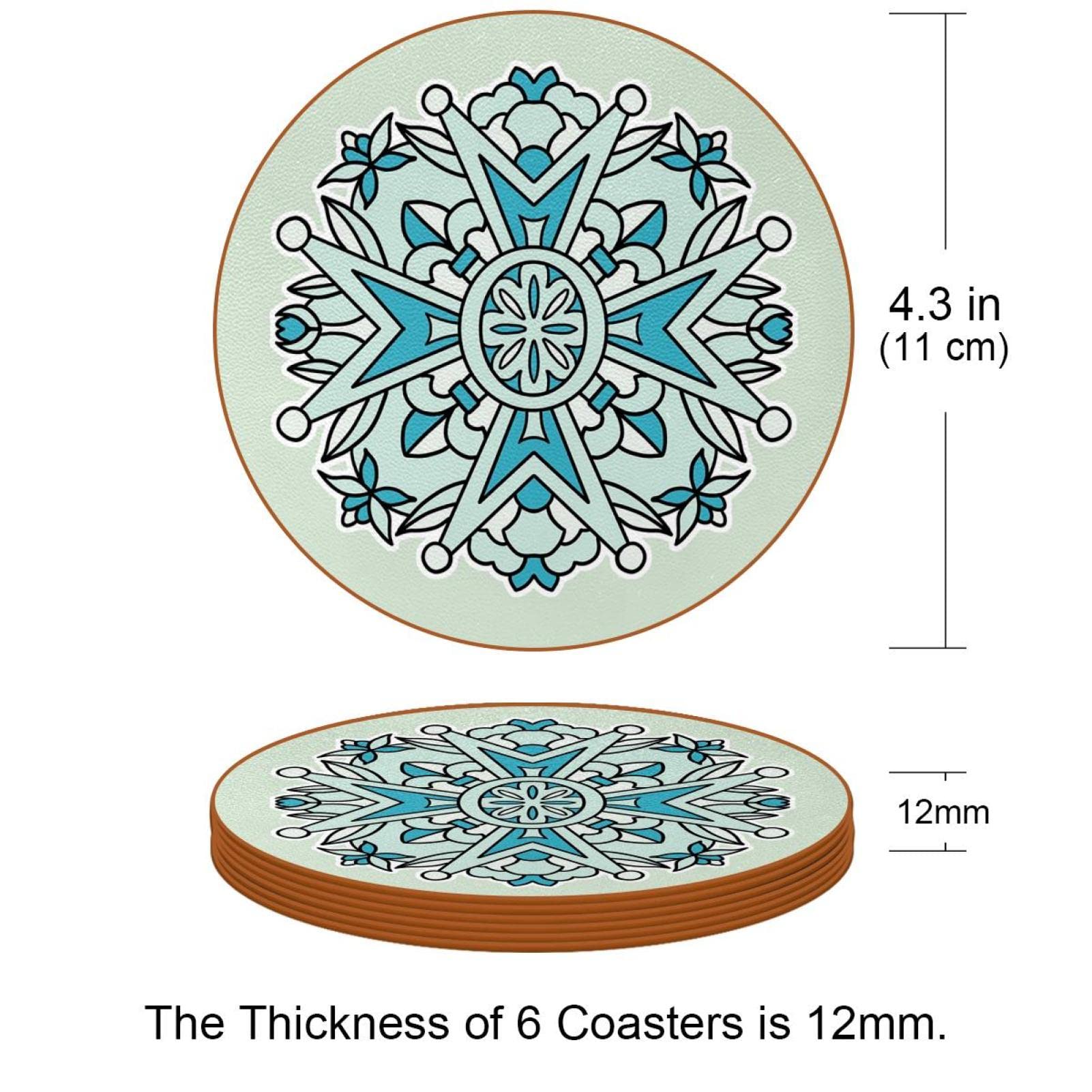 Runde Untersetzer mit Blumenmuster für Getränke, 6 Stück, Tischschutzmatte für Weingläser, Tassen und Tassen, wiederverwendbar im Büro, Küche, Bar, 10,9 cm