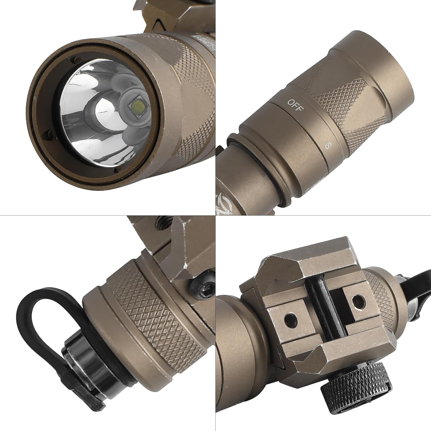 M300W Tactical Flashlight with Remote Pressure Switch, 400 Lumens Picatinny Flashlight with Switch Mount Plate, Suitable for 20mm Picatinny Rail (DE)