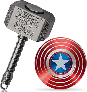 Mjolnir Fidget Spinner Toy Metal Gift for Kids Adults, Thor's Hammer Finger Hand Spinner, 2 in 1 Transformable Fidget Spinner, Fidget Keychain Infinty Cube Cool Gadget Stuff Desk Toy (2 Pack)