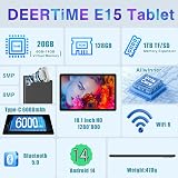ZIOVO 2026 10 Inch Android Tablet 14, Octa-Cores 2.0 GHz, 20GB RAM + 128GB ROM/1TB TF,8000 mAh, WiFi 5G + Bluetooth 5.0, 1280 x 800 FHD IPS, 5 + 8 MP, Keyboard and Mouse – Black - 2