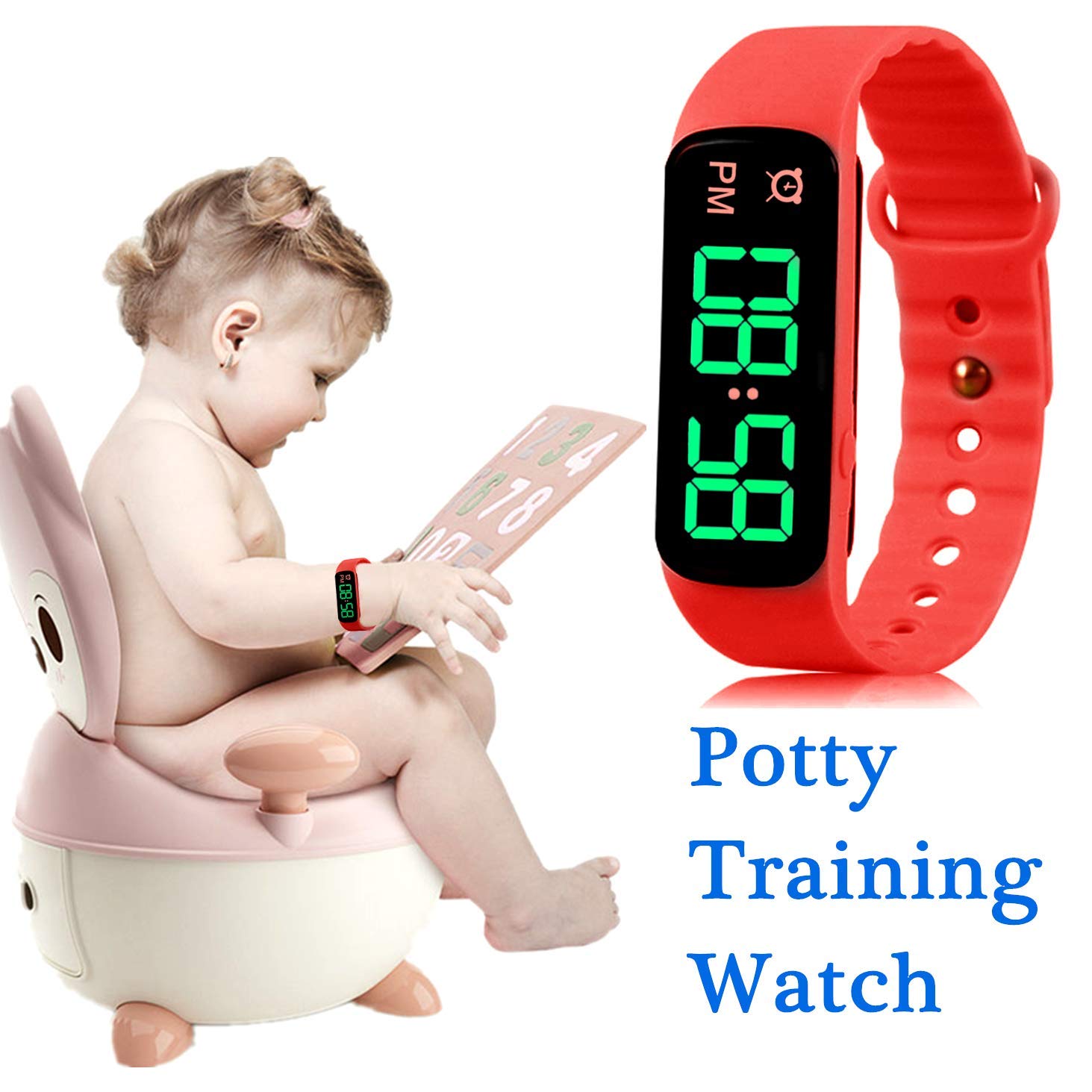 Potty Training Watch Baby Reminder Water Resistant Timer - Potty Trainer for Toilet Training Boys and Girls，Newly Improved 2019-THE Range of Ringing TIME-9 Songs Loops（LED Screen）