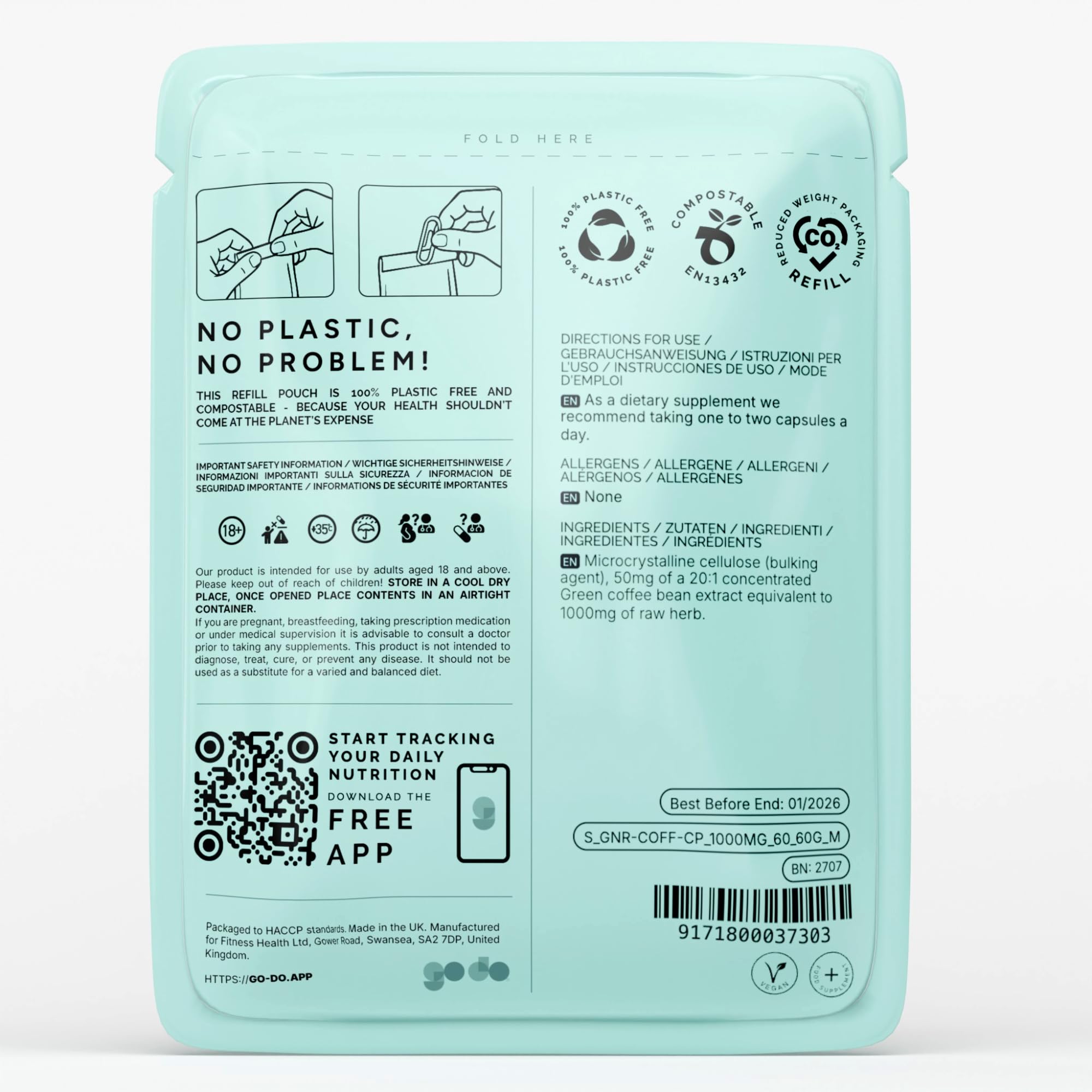Grüner Kaffeebohnen-Extrakt 1000mg 60 Diät-Pillen Fettverbrenner