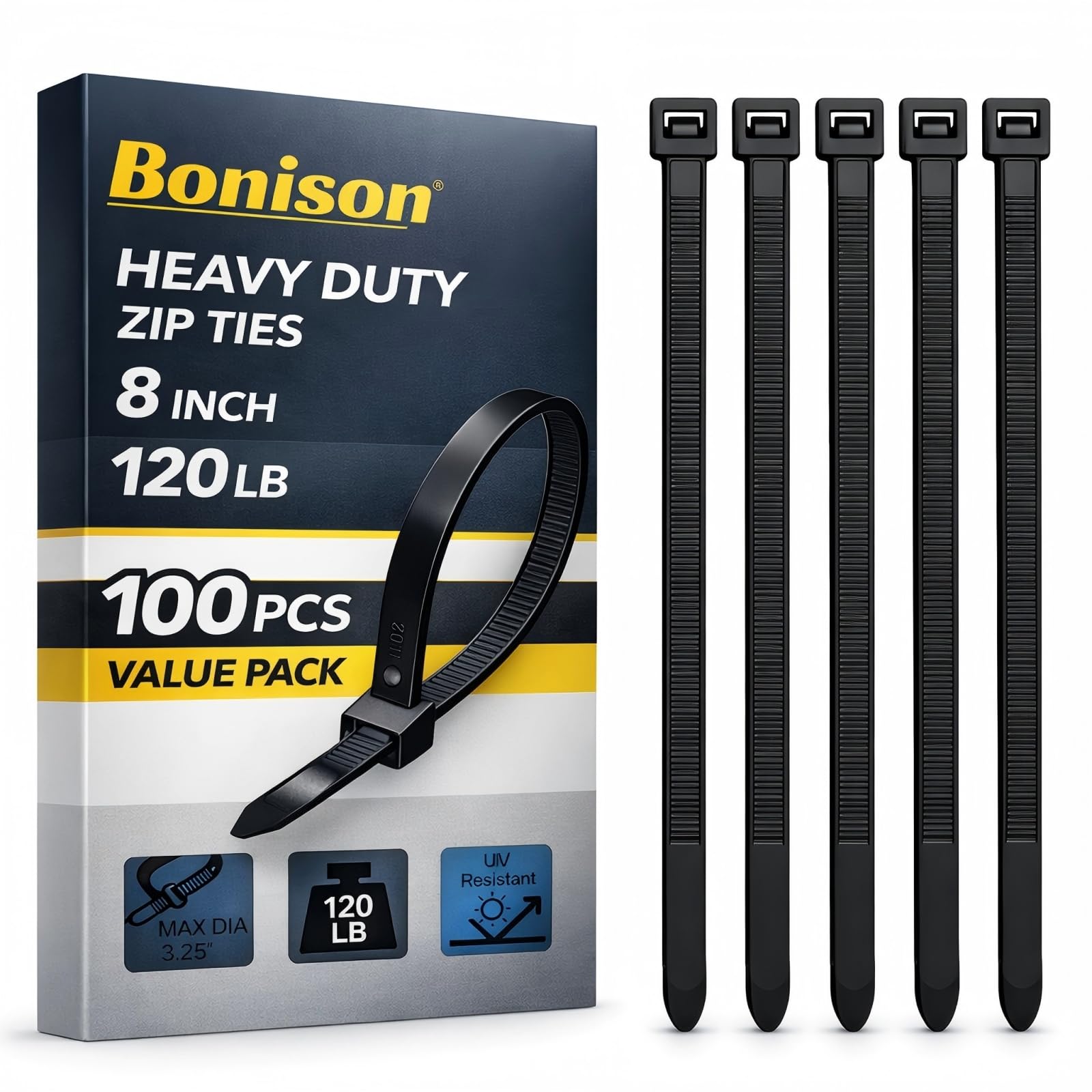 Amazon.com: Zip Ties 8 inch Heavy Duty Zip Ties with 120 Pounds