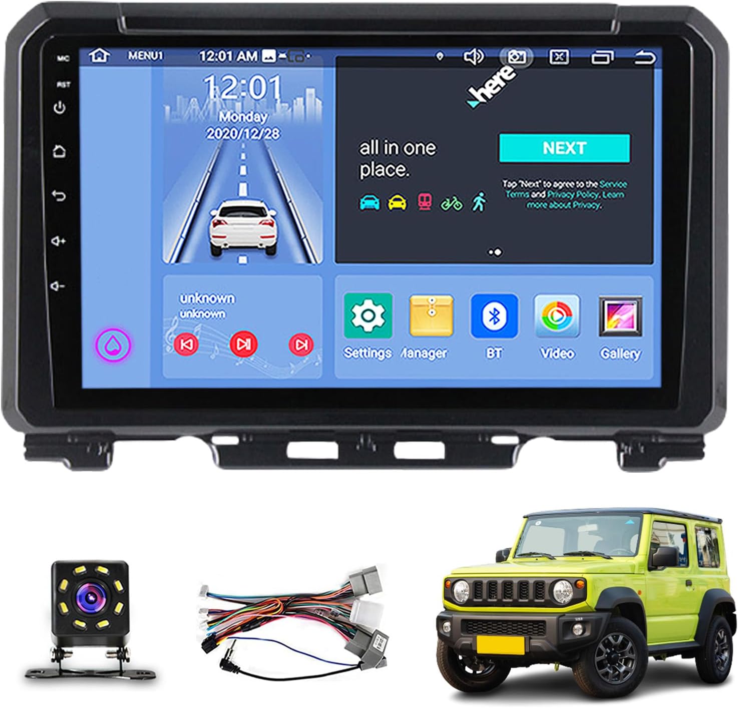 Radio Android Car Stereo for Suzuki Jimny (2018-2020),9 Inch Touch Screen Auto Navigation System with GPS WiFi Bluetooth FM Mirror Link + Backup Camera(Size:Octa Core 2+32 G)