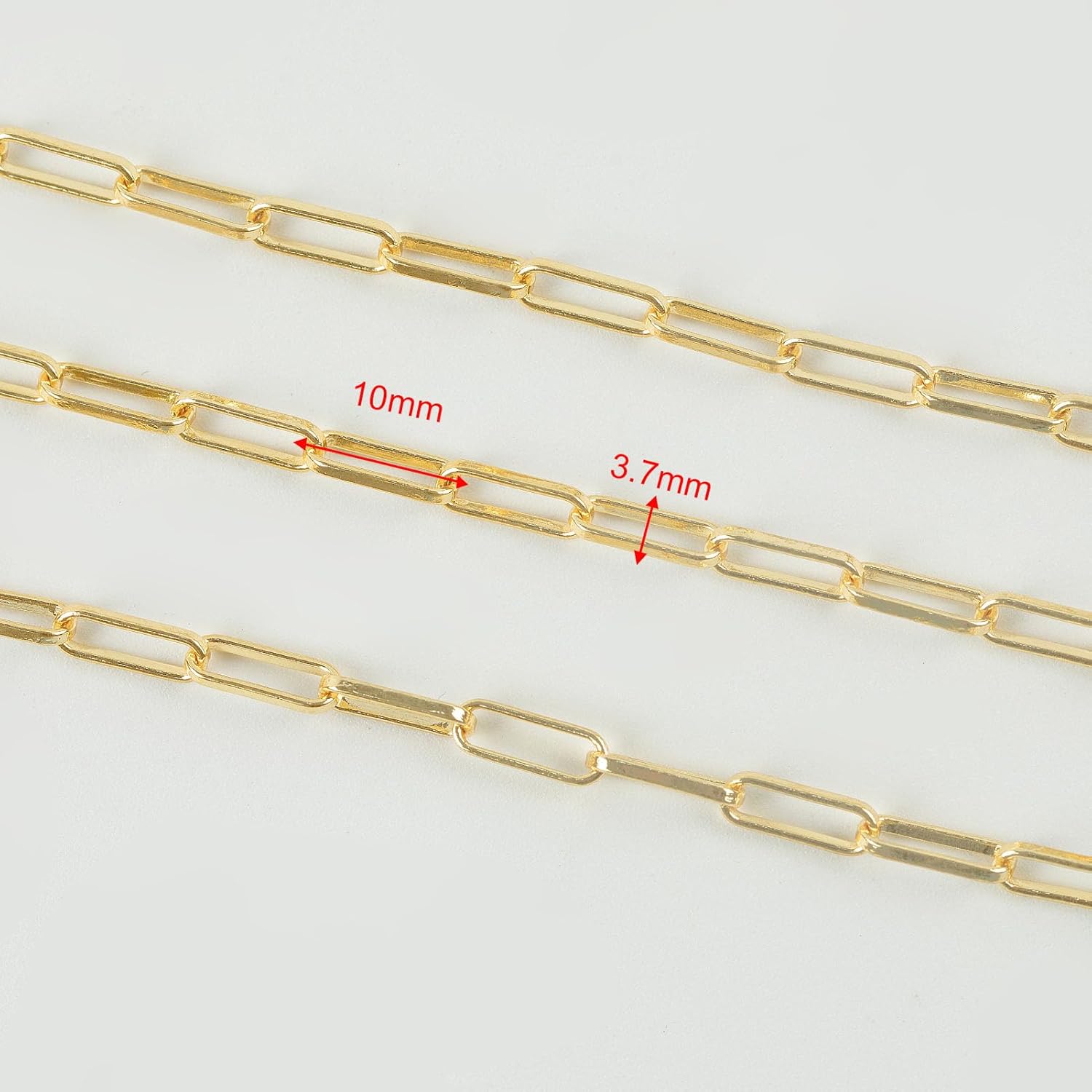 YOUBEIYEE 16.4 Feet 18K Gold Plated Brass Chain Roll Flat Paperclip Chain for Jewelry Making Handmade Women Necklace Bracelet DIY Jewelry Findings - Image 3