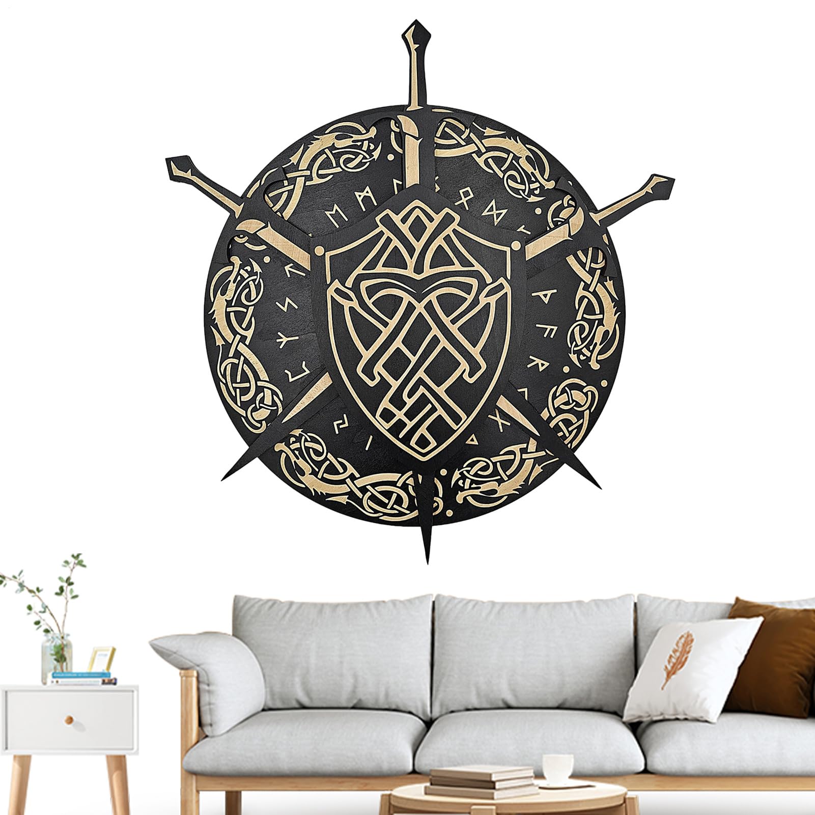 Decoración de pared de madera vikinga panel estético premium