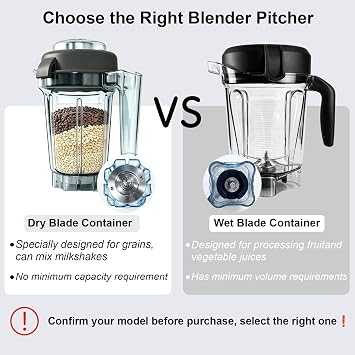 Dry Grains Blender Container 32oz | Engineered for Grain Grinding, Compatible with Vitamix 5200,5000,6300,6500,7500,Pro200/500/750,E310/E320,VM0101/0197 & More