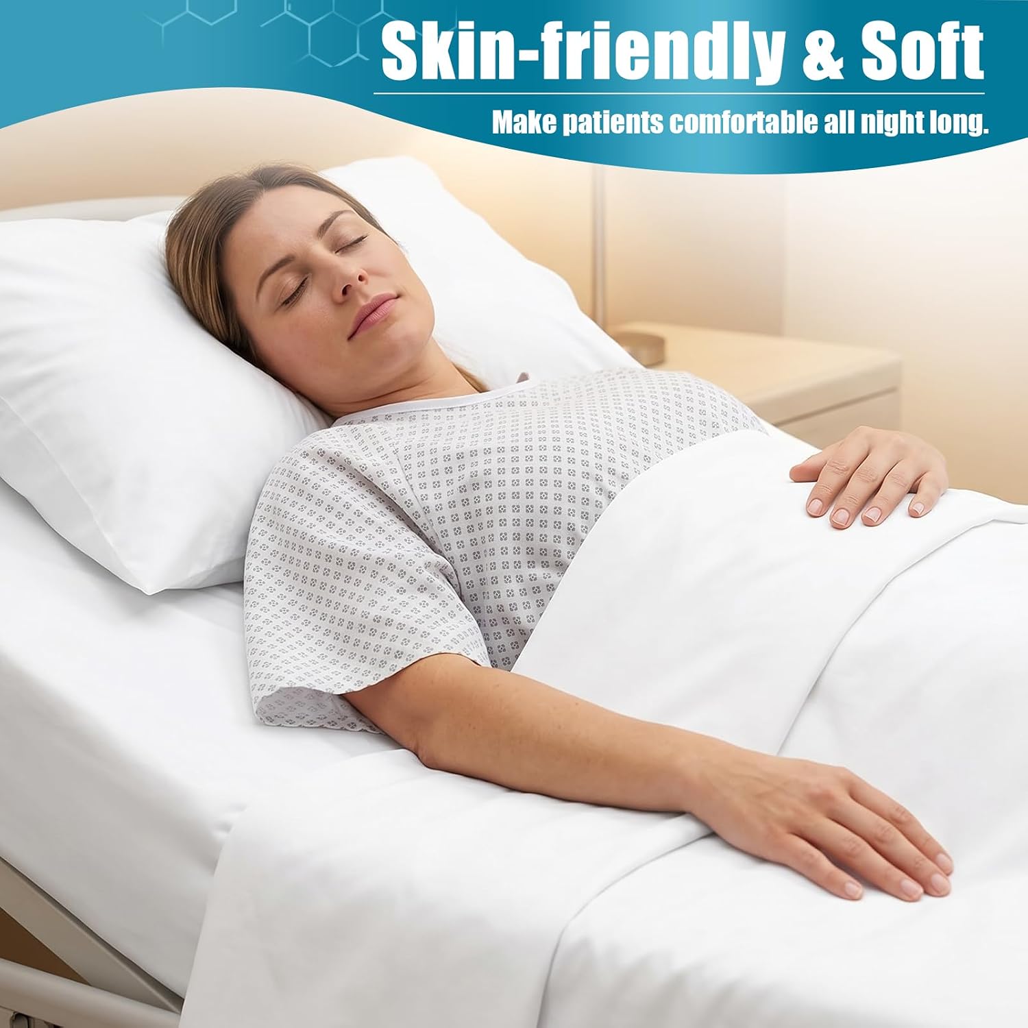 KKJIAF 3 Piece White Cotton Hospital Bed Sheet Set