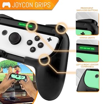 Orzly Sports Family Party Pack Accessories Bundle designed for Nintendo Switch and OLED Console Games with Tennis Badminton Rackets, Controller Grips, Wheels & Wrist Dance Bands - With Carry sack
