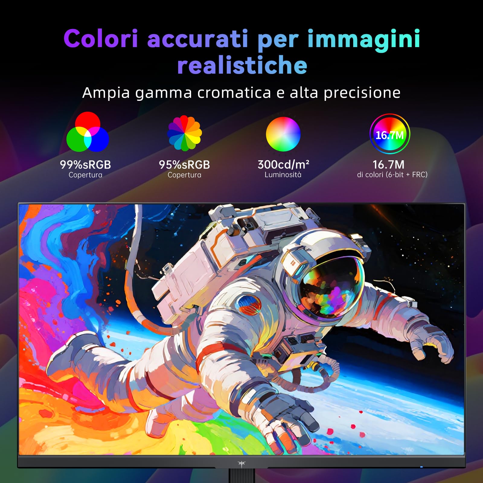 KTC Gaming Monitor 24 Pollici, FHD@144Hz 120Hz con IPS Panel, protezione hardware contro la luce blu, 95% DCI-P3, 99% sRGB, ΔE＜2, 300 cd/㎡, 1500:1, Flicker-Free e Adaptive Sync per lavoro e gioco