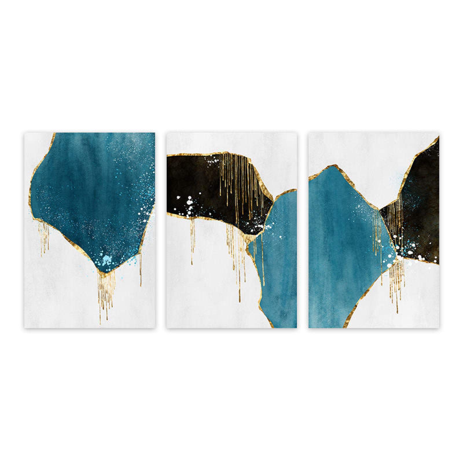 Affiche impression marbre bleu et or abstrait haut de gamme 60x90 - 7