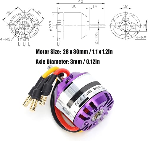 Miniatura 7 de D2830 Motor de alto rendimiento sin escobillas para mini multicopteros RC avión helicóptero control remoto piezas DIY RC avión avión (1000 KV)
