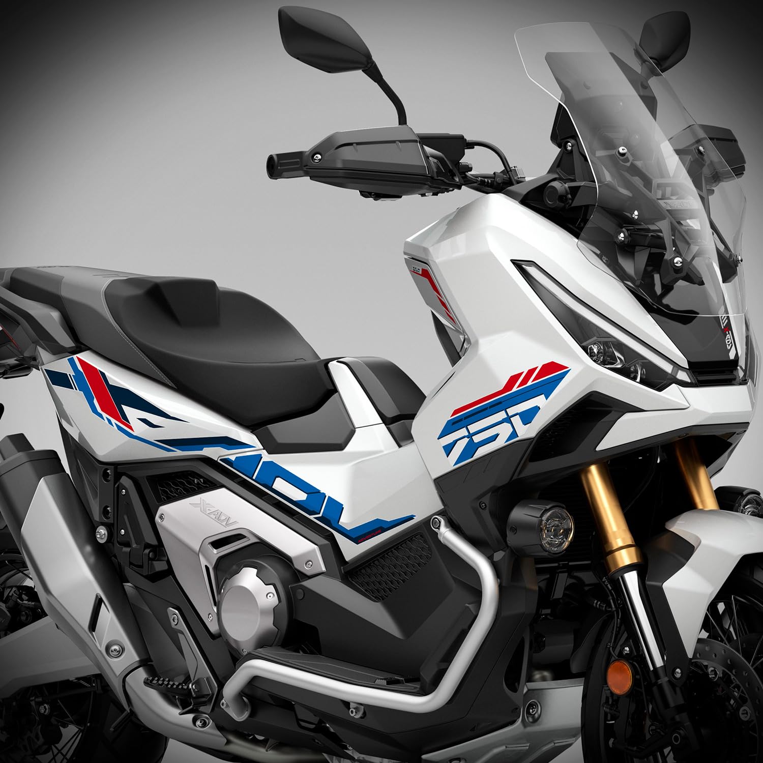 Az Graphishop Carena naklejka, kompatybilna z Honda X-ADV 750 2025 Tricolor Style Kit diagramu silnika, Wykonano we Włoszech FS-XADV-HRC (Połyskująca Białość)