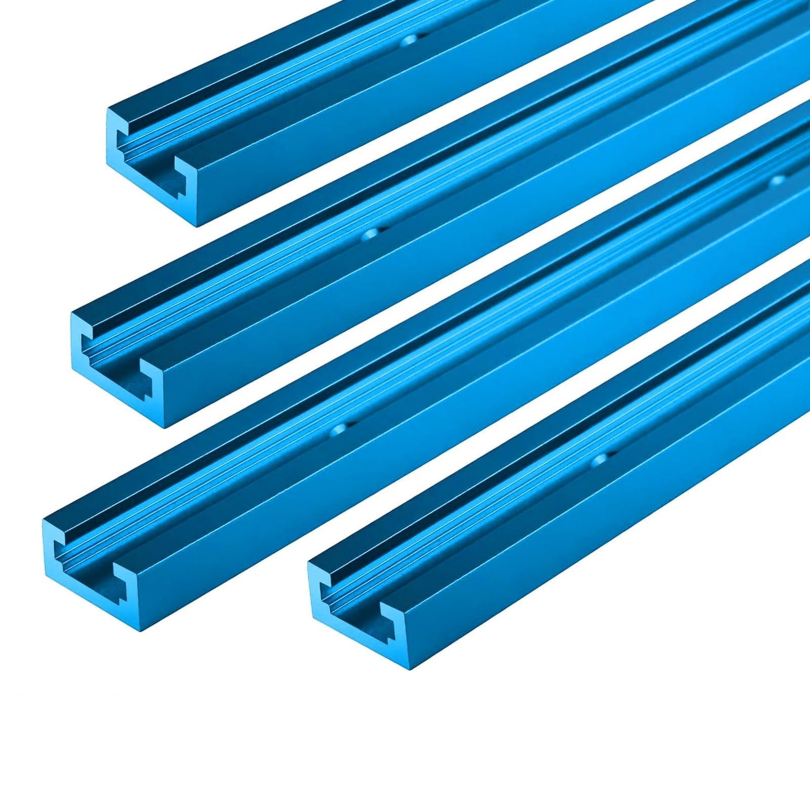 T Track Clamp POWERTEC 71855 48 Inch X4 Universal T Track With 4 Pcs Hold Down Clamp, Double-Cut Profile T Track With Predrilled Mounting Holes & 5-1/2" L X 1-1/8" W S