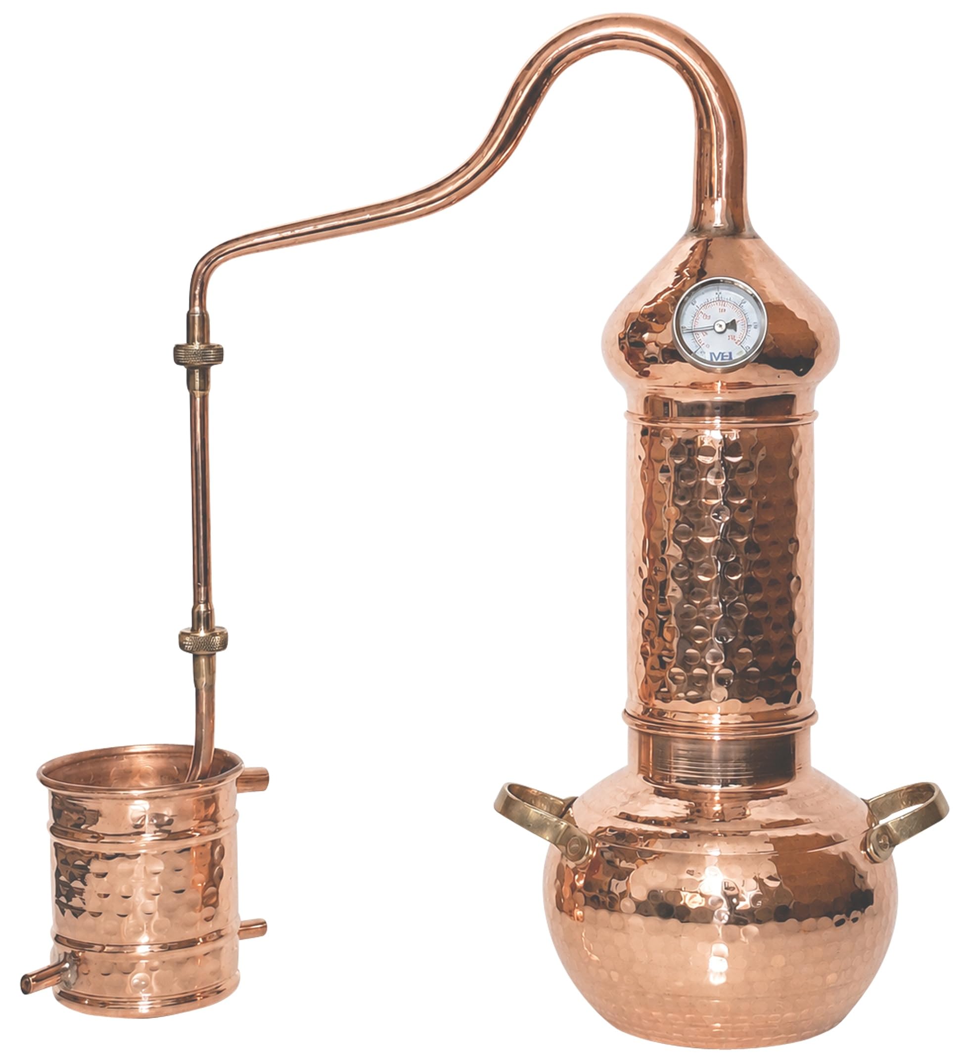 Kolonnenbrennerei aus Kupfer 2L mit Thermometer | Classic Edition | Destillieranlage für Hydrolate, Pflanzenwasser, destilliertes Wasser