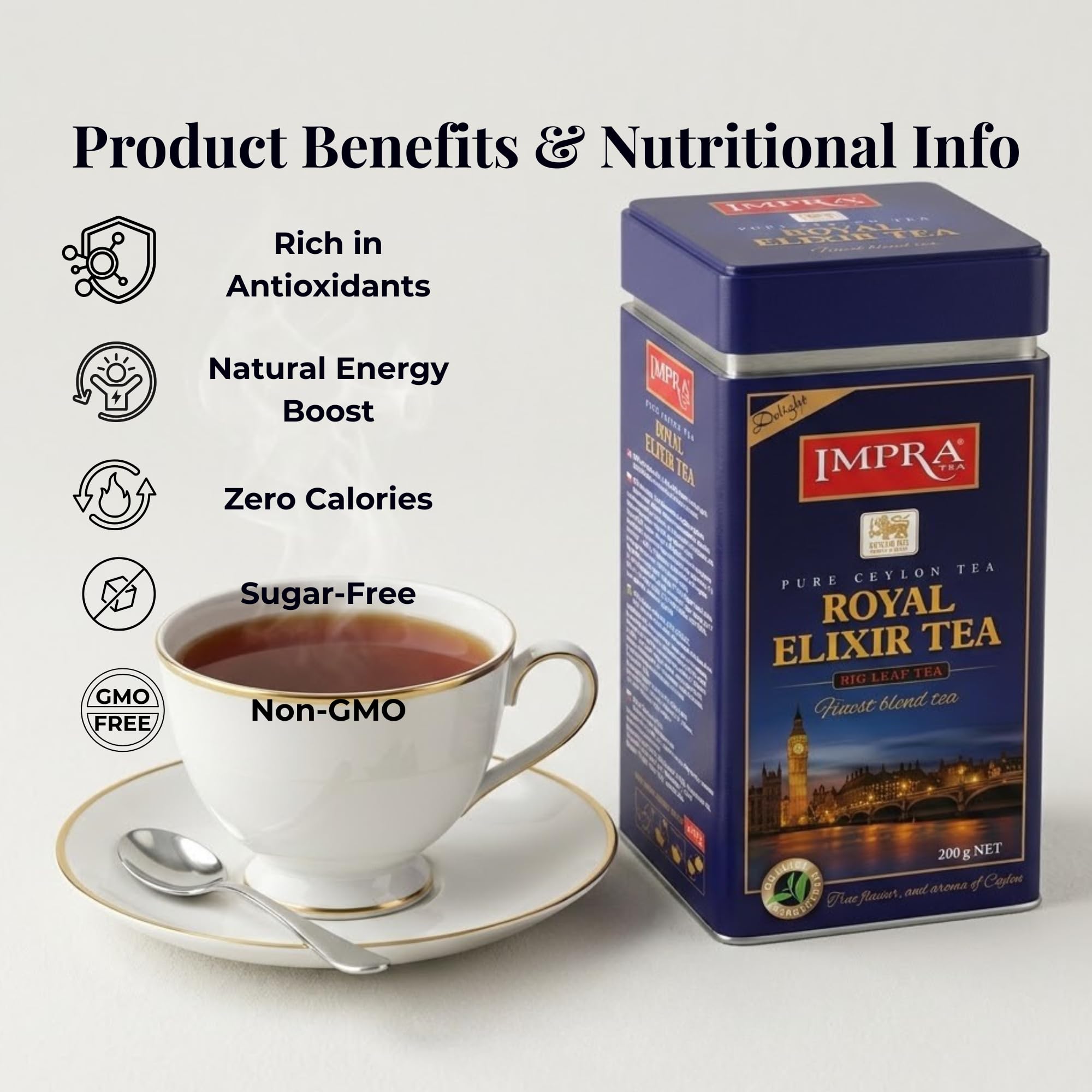 Impra Delight Loose Leaf Tea in Embossed Tin Caddy 200g 7.05 oz product thumbnail 5