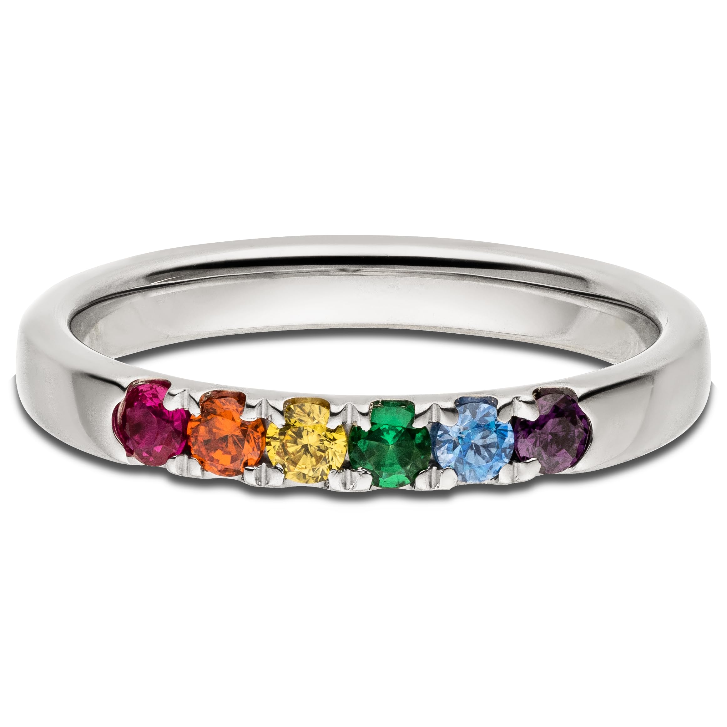 Kolibri Rings® Eternity-Ring Silber 925 – 6 Zirkonia Regenbogen – handgefasst – Made in Germany – Gratis Etui