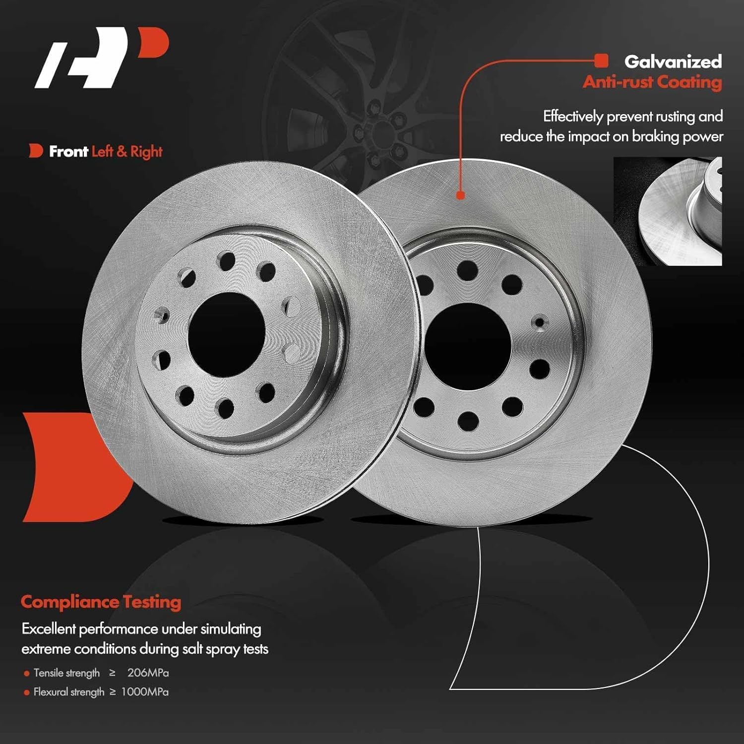A-Premium 11.02 inch (280 mm) Front Vented Disc Brake Rotors Compatible with Select Volkswagen models - Jetta 2011 2012 2013 2014 2015, 2-PC Set
