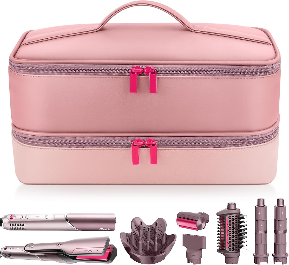 Travel Hair Dryer Case for Shark FlexFusion, Portable Hair Tools Bag, Double-Layer Storage Carrying Case for Shark FlexStyle Blow Dryer, FlexFusion & Fusion Air Straightener Attachments Holder