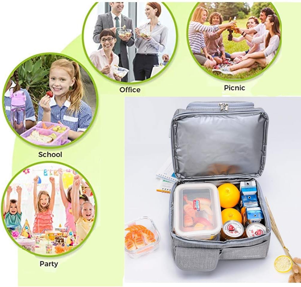 Lunch Bag, Insulated Thermal Cooler Bag Box 2 Layer Large 13L Meal Prep Tote Handbag Storage for Camping Travel Beach Picnic