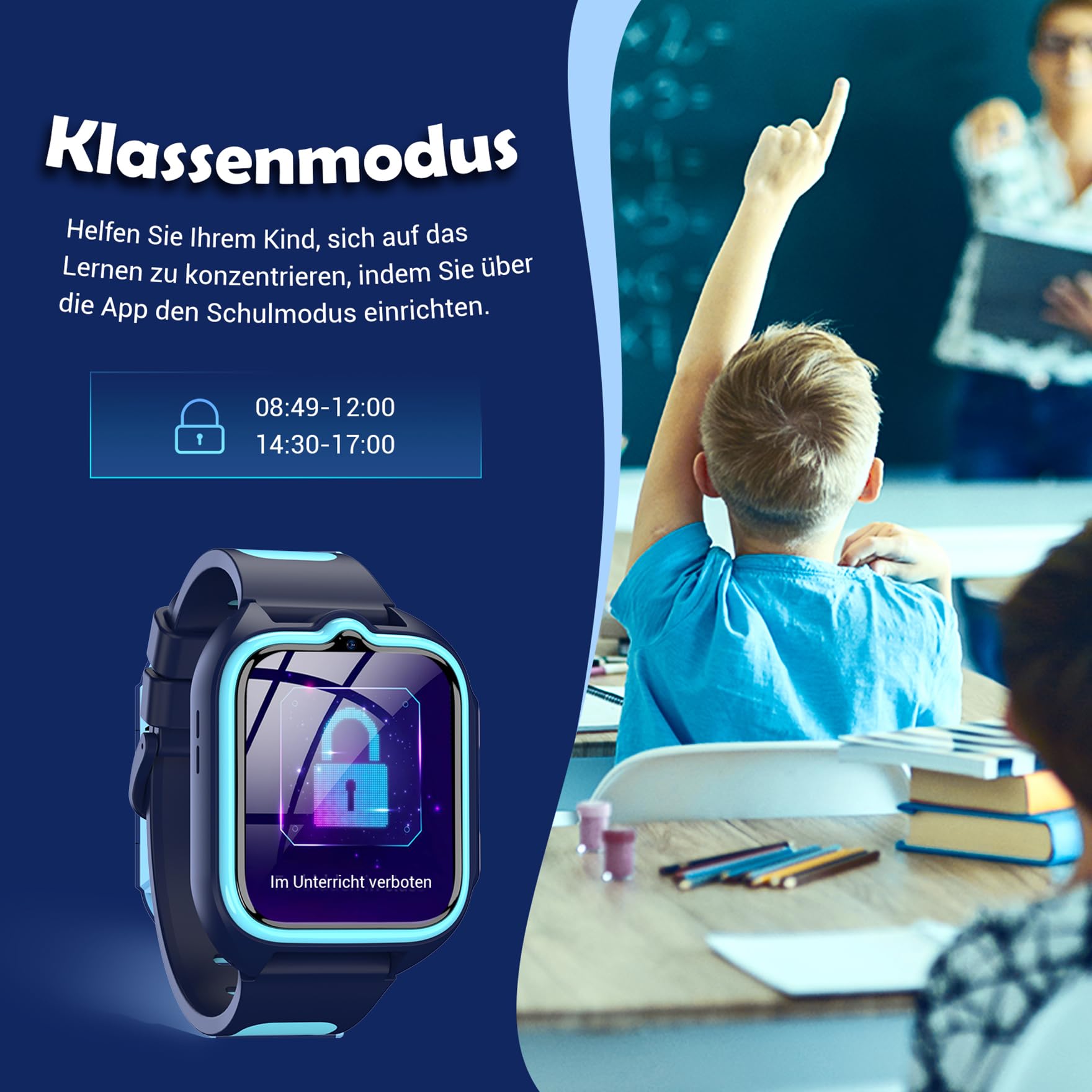 Blackview Smartwatch Kinder, GPS, Kann SIM-Karte einstecken, Uhr mit 4G Videoanrufe, SOS Notruf, Telefonanruf, Sprachchat, SMS, Schulmodus, Schrittzähler, Kinderuhr für Junge und Mädchen