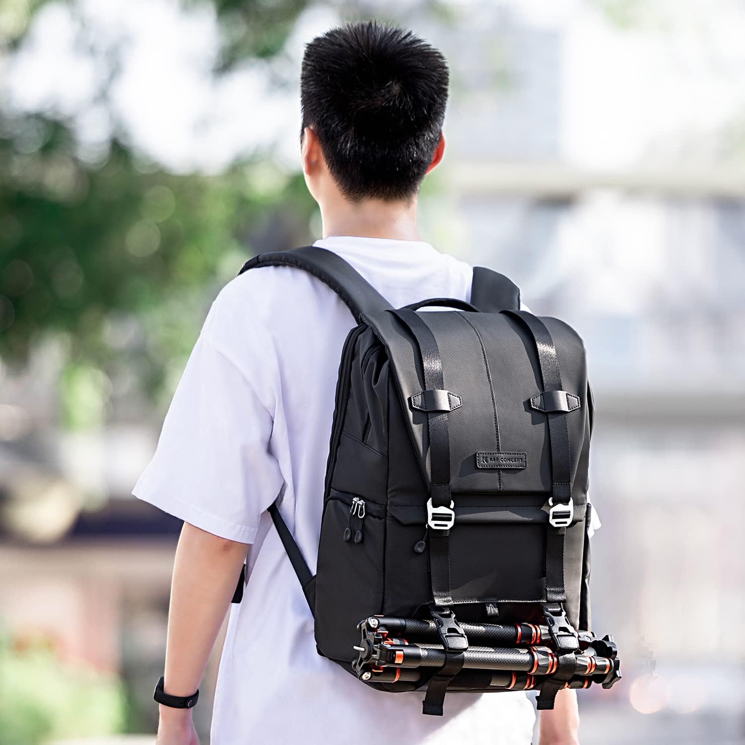 K&F CONCEPT Mochila para cámara, bolsas de cámara para fotógrafos, funda de cámara de gran capacidad con cubierta impermeable, compartimento para laptop de 15 a 15.6 pulgadas compatible con dron Canon