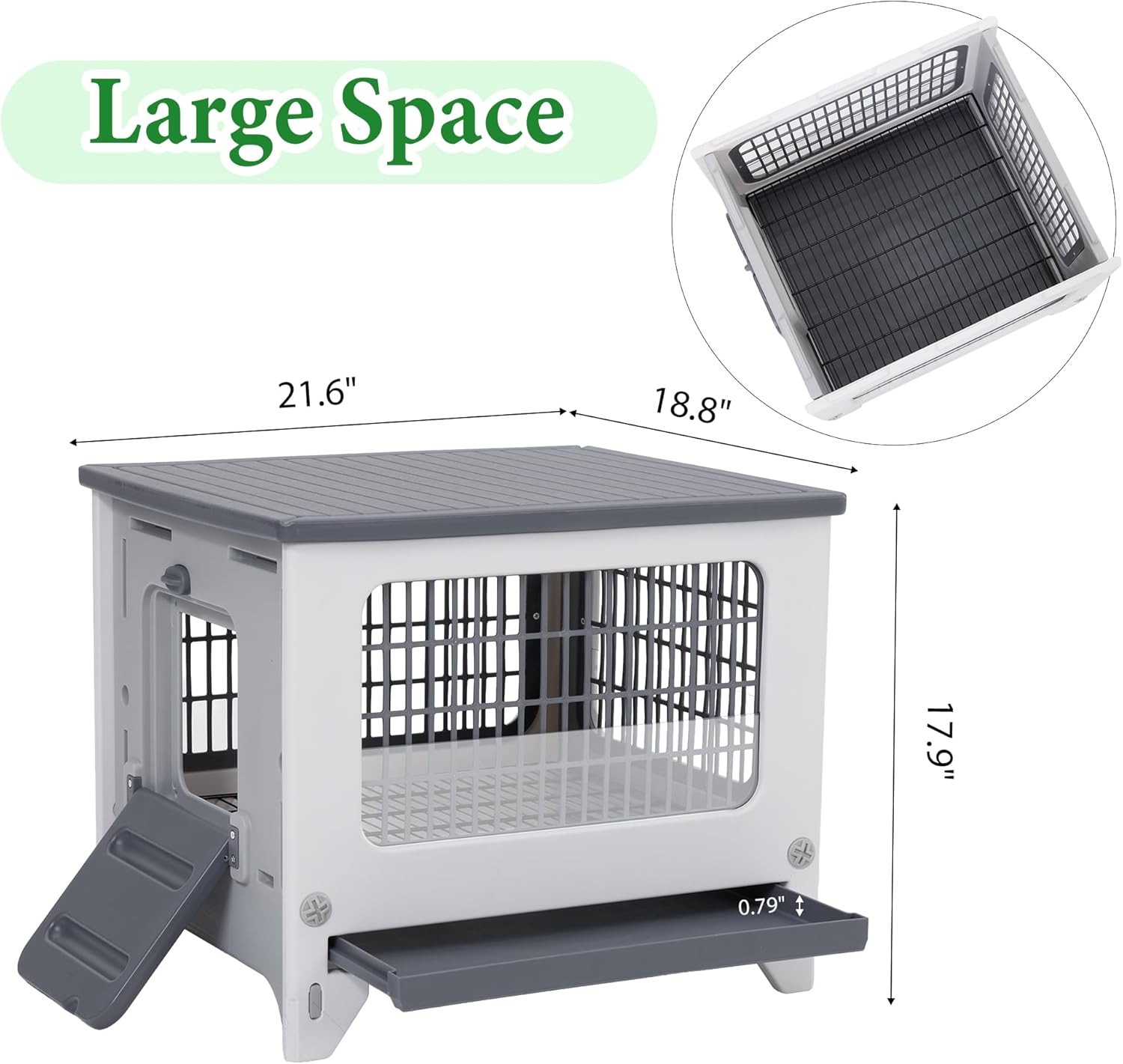 Rabbit Hutch Outdoor Indoor Plastic Waterproof Bunny Cage Enclosure Chew-Proof Rabbit House Guinea Pig Cage Pet House for Small Animals, One Room