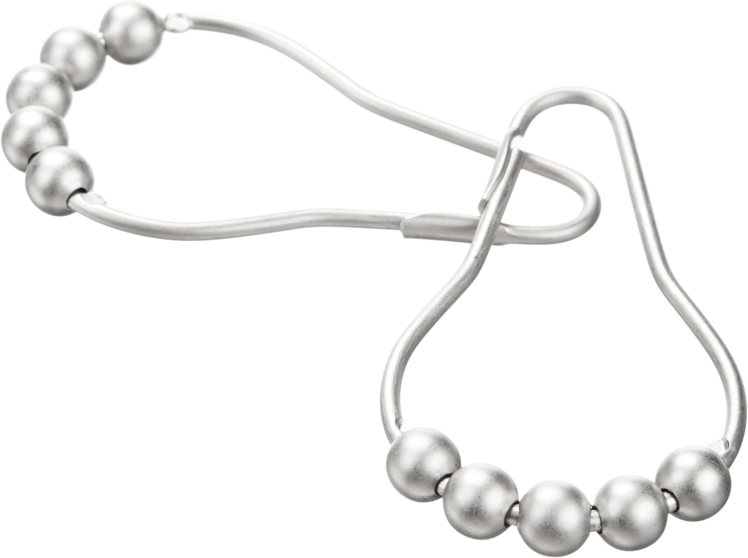 Heavy Duty Roller Shower Curtain Rings, Satin Nickel Clipperton RollerRings®, Set of 12