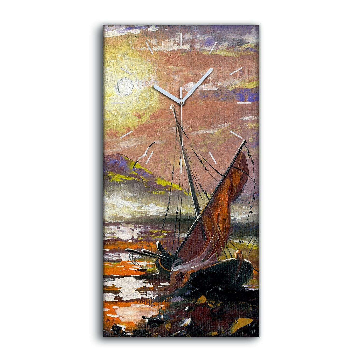Horloge sur Toile Salon et Chambre Décoration Bateaux d'huile 30x60