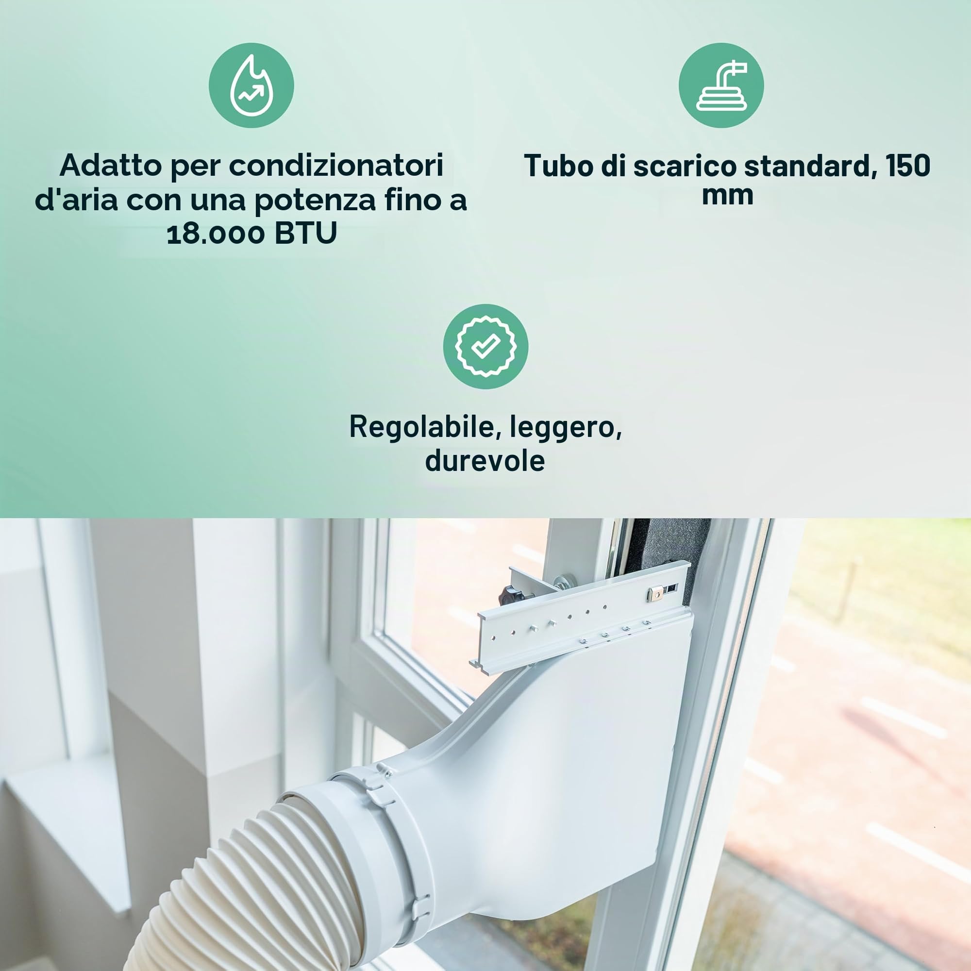 Eurom Window Way Out | Guarnizione per finestra per climatizzatori mobili | Adattatore accessorio per il tuo climatizzatore portatile | Hot Air Stop adattabile universalmente - installazione rapida