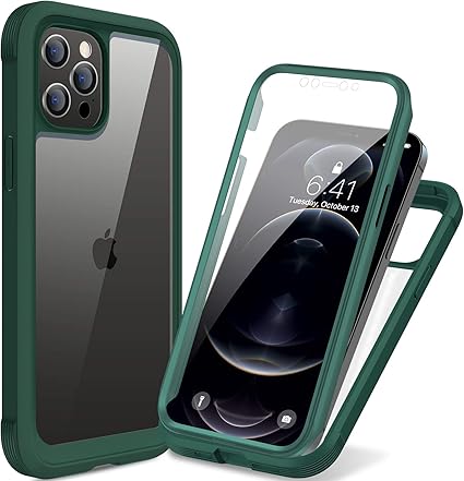 Capa Miracase compatível com iPhone 12 Pro Max, protetor de tela integrado  resistente e antiarranhões, [policarbonato