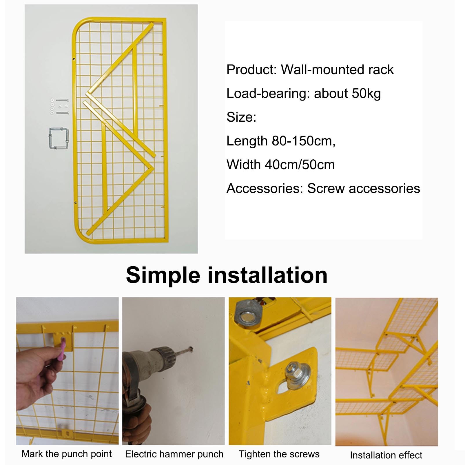 Scaffale da parete resistente, in metallo, per garage, cantina, cucina, ideale per attrezzi, dispensa, negozio, capannone, magazzino