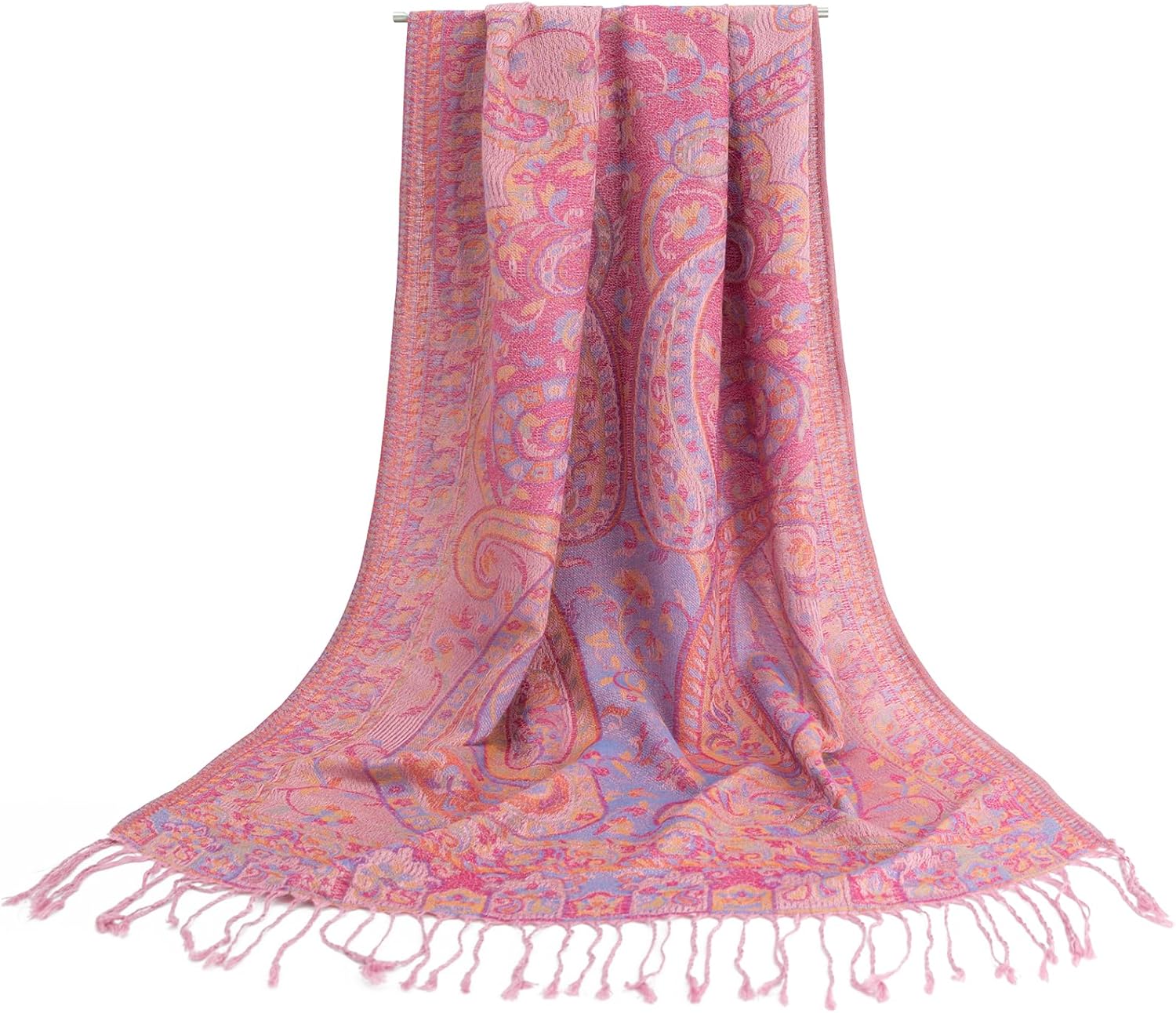 Ciormis Two Tone Silky Paisley Pashmina Shawl Scarf,Soft Women's Rave Jacquard Pashminas Wrap Scarves - Image 2