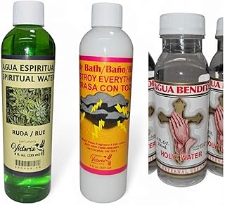 Spiritual Bath Water - Ruda, Destroy Everything, and Holy Water Combo | Cleansing, Protection, and Spiritual Balance | 8 fl oz Each | External Use Only (Cleansing and Protection)