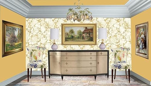 Miniatura 2 de GW1010 Golden Marble Metalika - Papel pintado para despegar y pegar, color crema/dorado