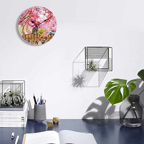 Miniatura 2 de LetusZhogo Reloj de pared con diseño de gato para el día de San Valentín silencioso sin tictac para decoración de sala de estar reloj redondo de 10