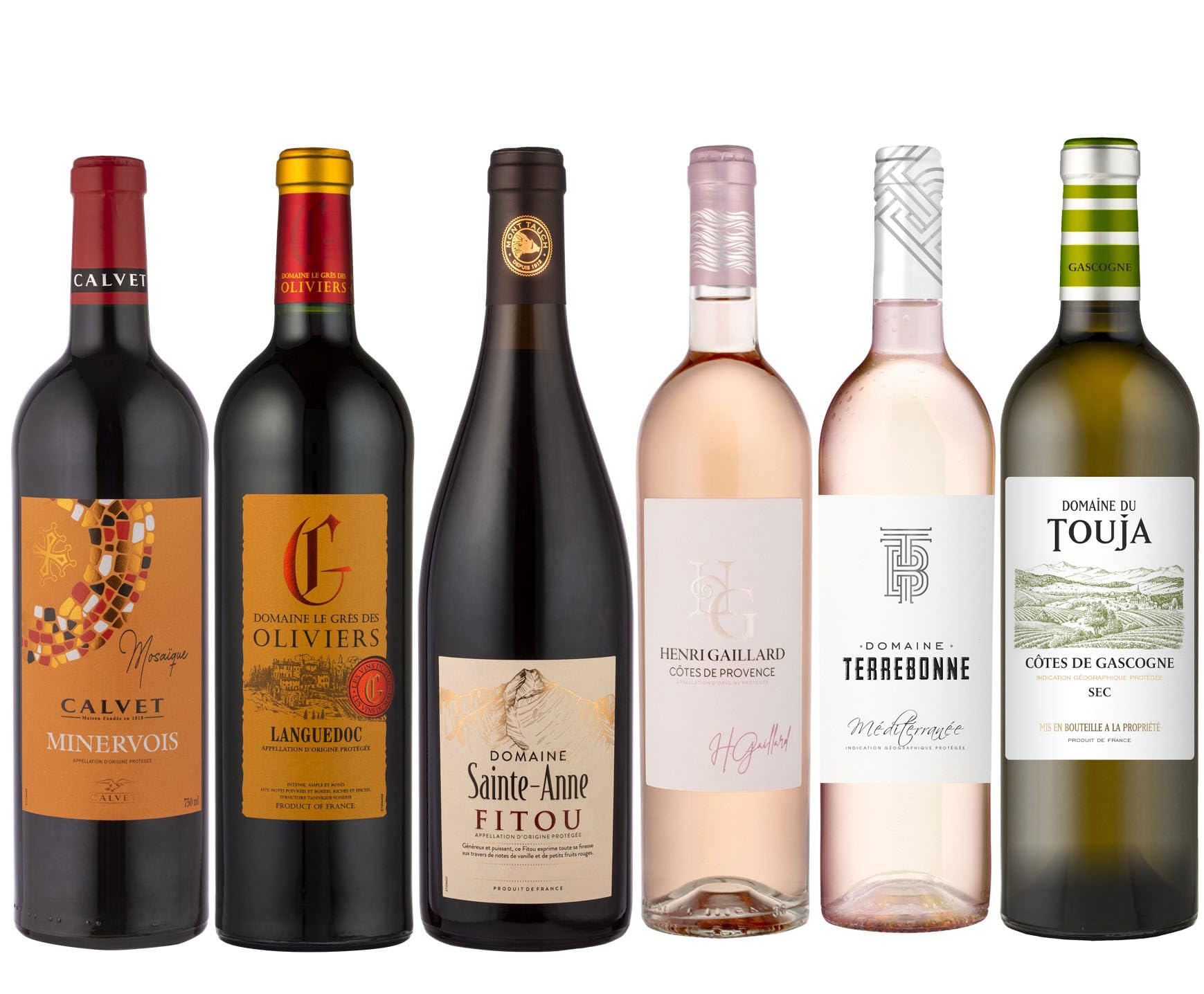 Calvet - Assortimento Degustazione - Selezione di 6 vini rossi, bianchi e rosati delle denominazioni essenziali del Sud della Francia (6 x 0,75L)