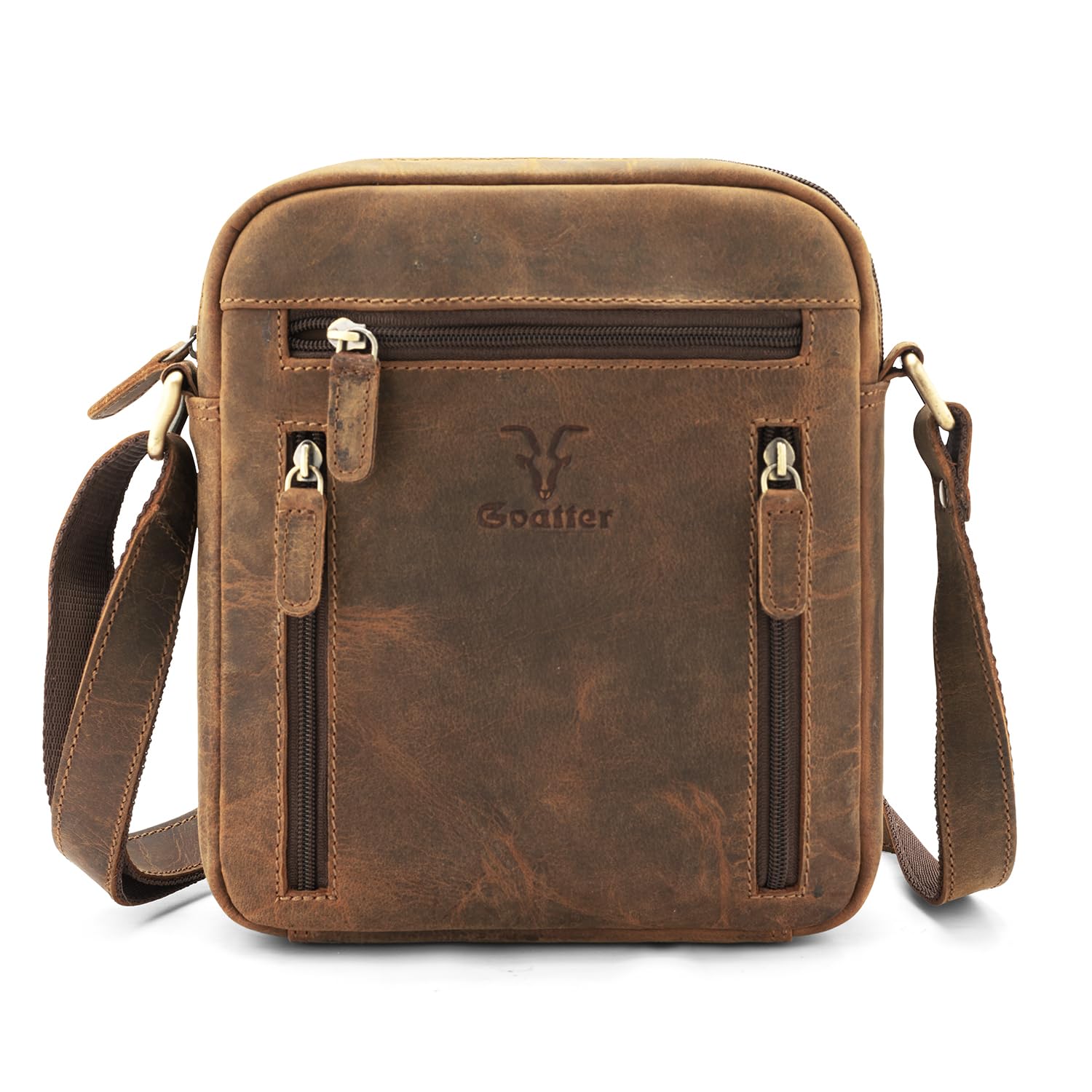 goatter Genuine Leather Multi Pocket 9" Inch Messenger Sling Bag For Men-picture-49