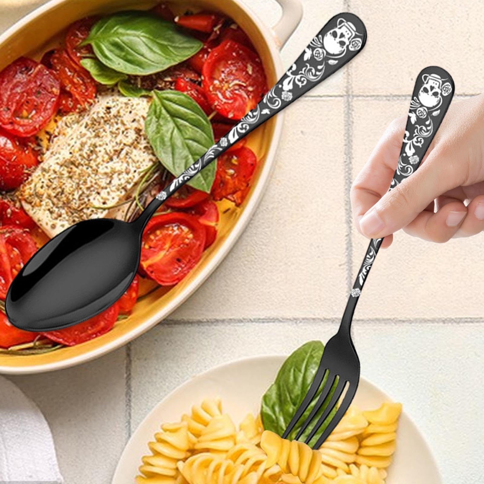 Besteckset aus Edelstahl, Besteckset aus Edelstahl 24-teiliges Besteck mit | Tragbare Küchengabeln und -löffel, Besteck für das Essen in der heimischen Küche, beim Camping