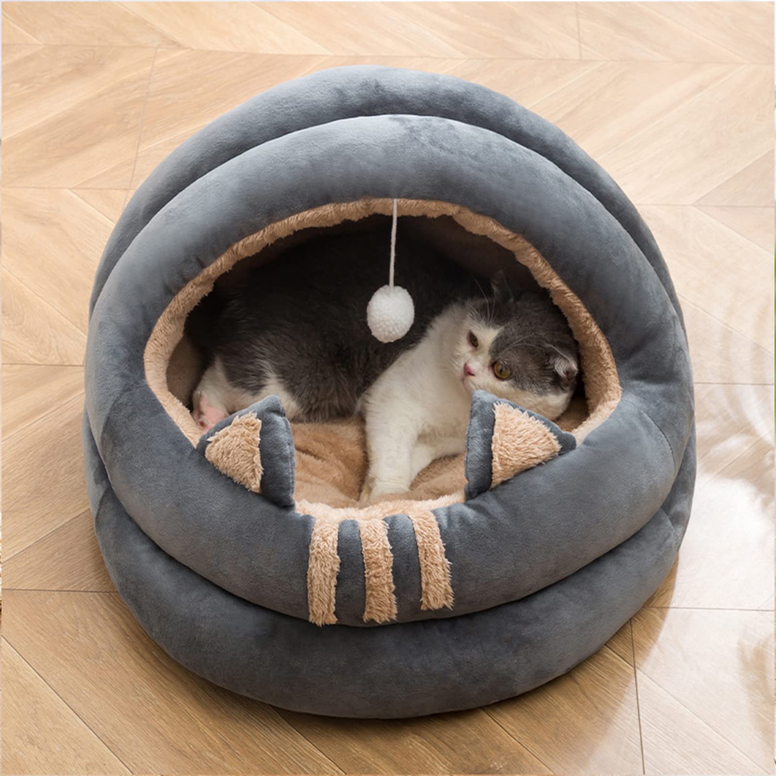 PETCUTE Katzenhöhle Katzenbett,Waschbar Katzenzelt Katzenkorb für Katzen und Hunde,Winter Hundebett,Haustiernest, das für Katzen, Kätzchen, Welpen,Bequeme Katzenkissen mit rutschfeste Unterseite